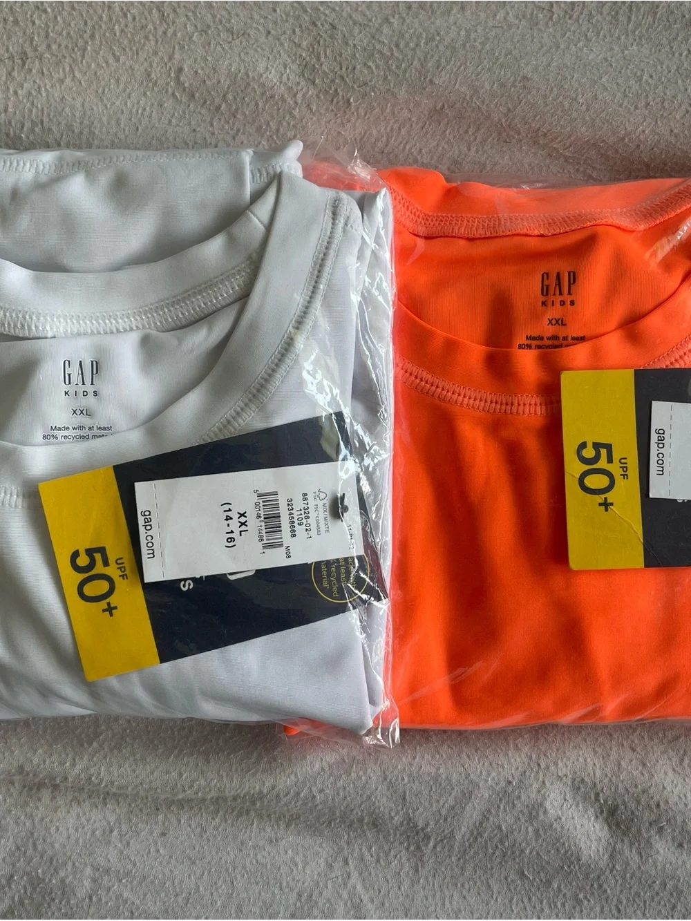 GAP Kids Short Sleeve UPF 50+ T-Shirt - White & Neon Orange 2-Pack